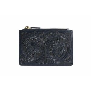 Myra Bloom on the Range Ebony Black Leather Tooled Wallet Card Holder S-11365